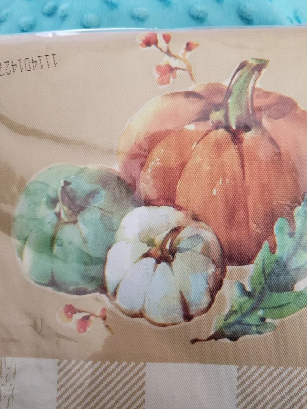Vinyl Tablecloth Fall Leaves Pumpkins Patchwork 70 Inch Round
